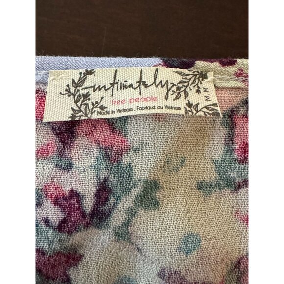 Free People Women's Heat Wave Thong Bodysuit Size Medium Floral Ruffle Blue Red - Picture 10 of 10